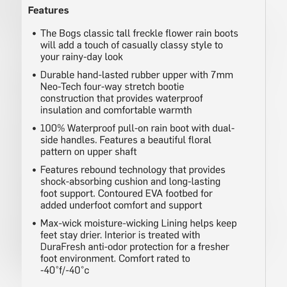 NEW Ladies BOGS Classic Neoprene Floral Design Sz US 7 NWT - Picture 10 of 10